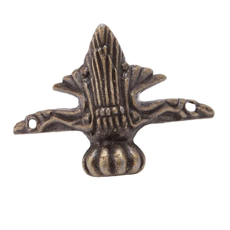 4 teile/satz Antike Messing Schmuck Brust Holz Box Dekorative Füße Bein Ecke Schutz Vintage Dekoration Möbel Zubehör