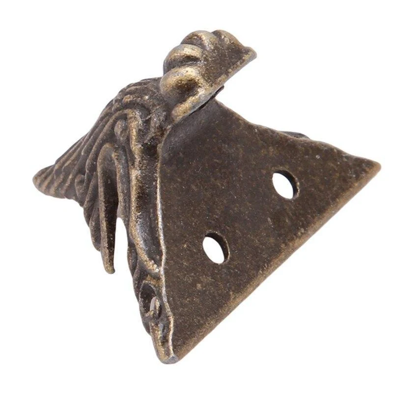 4 teile/satz Antike Messing Schmuck Brust Holz Box Dekorative Füße Bein Ecke Schutz Vintage Dekoration Möbel Zubehör