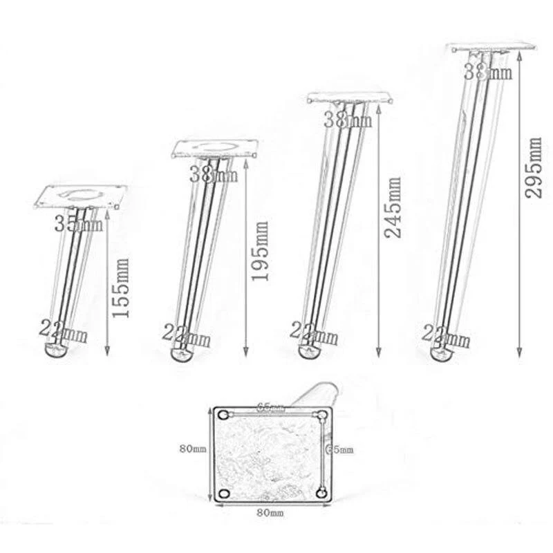 4Pcs / Set 15/20/25 / 30CM Möbelschrank Metallbeine Rundes konisches Bein DIY Möbel Sofa Tischbett Schuhschrank Schreibtischbeine