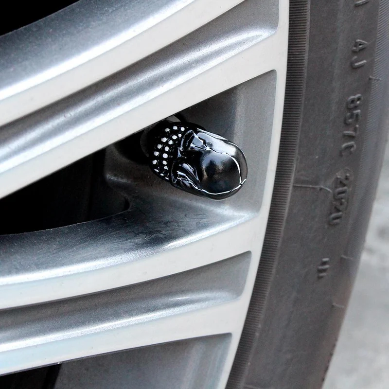 4 Teile/satz Universal Schädel Auto Auto Rad Reifen Ventilschaftkappen Staubschutz Modifizierte Reifenventilkappe für Auto, Motorrad und Fahrrad