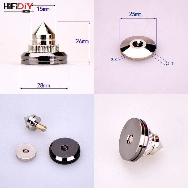 HIFIDIY LIVE 4 Sets oder 4 PCS Lautsprecher Stand Füße Fuß Pad Reinem Kupfer Silber Lautsprecher Box Spikes Kegel Boden fuß Nagel M28 * 26