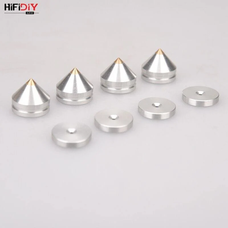 HIFIDIY LIVE 4PCS 4Sets Lautsprecher Stand Füße Fuß Pad Aluminium Legierung Metall (NICHT Natürliche Holz) Spikes Kegel Boden Fuß Nagel M23*20