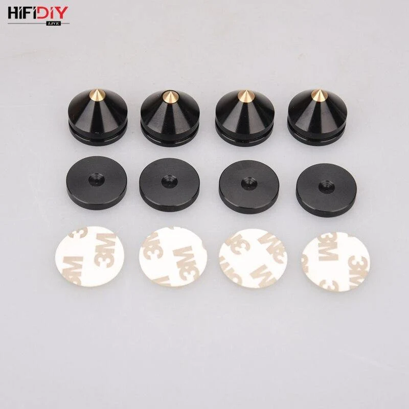 HIFIDIY LIVE 4PCS 4Sets Lautsprecher Stand Füße Fuß Pad Aluminium Legierung Metall (NICHT Natürliche Holz) Spikes Kegel Boden Fuß Nagel M23*20