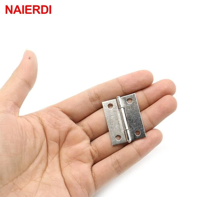 20 Stück Schrank Scharniere 1.5 Zoll Edelstahl Mini Schublade Schmuckschatulle Silber Türscharnier für Dekoration Möbel Hardware