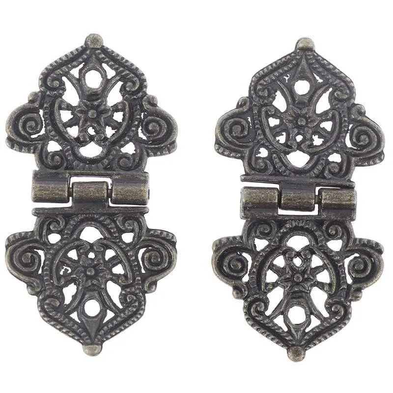 2 stücke Vintage Legierung Hohle Blume Scharnier Chinesische Möbel Hardware Metall Scharniere Schrank Tür Butt Scharniere Für DIY Box 24*54mm