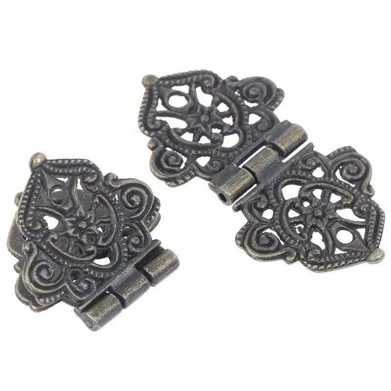 2 stücke Vintage Legierung Hohle Blume Scharnier Chinesische Möbel Hardware Metall Scharniere Schrank Tür Butt Scharniere Für DIY Box 24*54mm