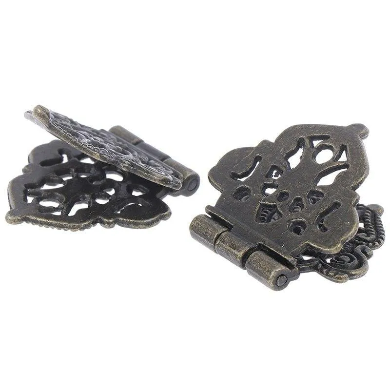 2 stücke Vintage Legierung Hohle Blume Scharnier Chinesische Möbel Hardware Metall Scharniere Schrank Tür Butt Scharniere Für DIY Box 24*54mm