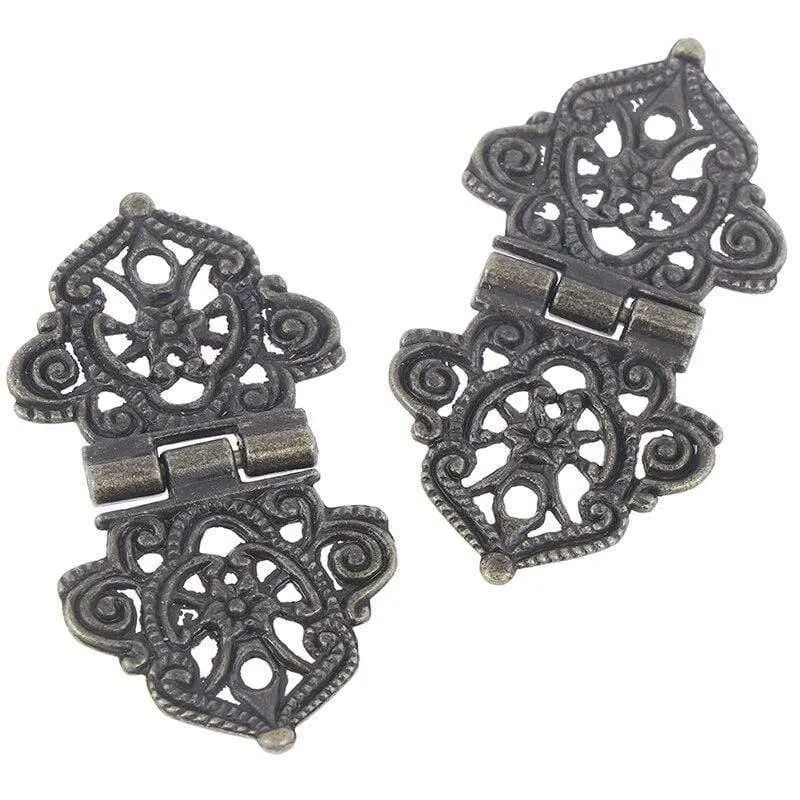 2 stücke Vintage Legierung Hohle Blume Scharnier Chinesische Möbel Hardware Metall Scharniere Schrank Tür Butt Scharniere Für DIY Box 24*54mm