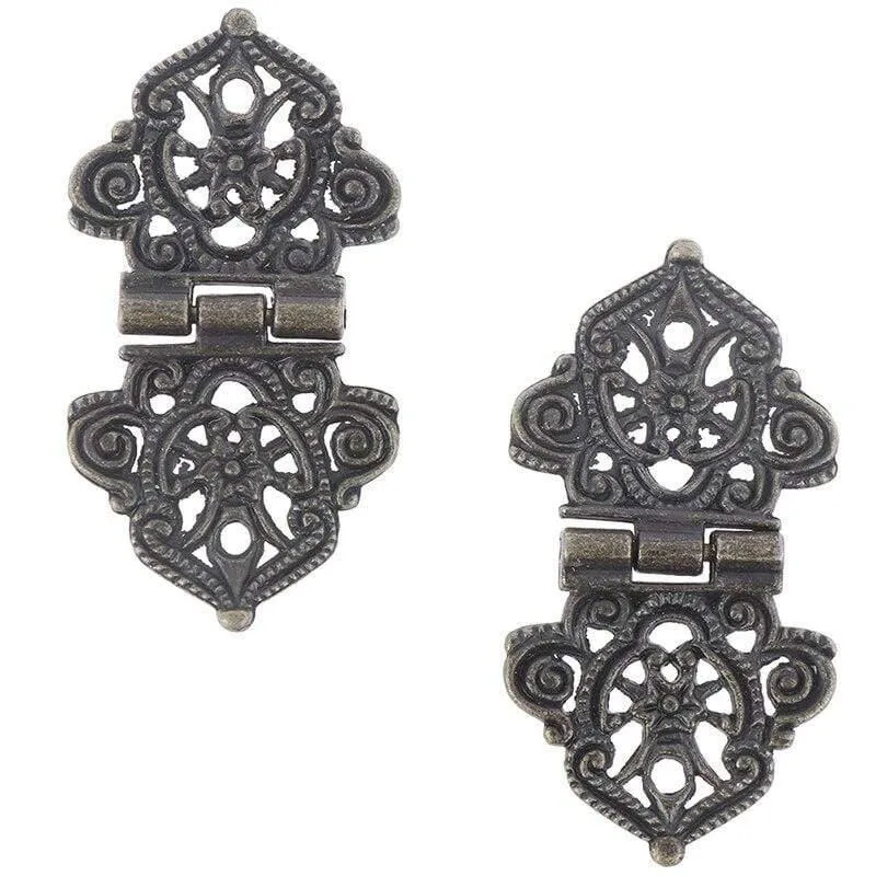 2 stücke Vintage Legierung Hohle Blume Scharnier Chinesische Möbel Hardware Metall Scharniere Schrank Tür Butt Scharniere Für DIY Box 24*54mm