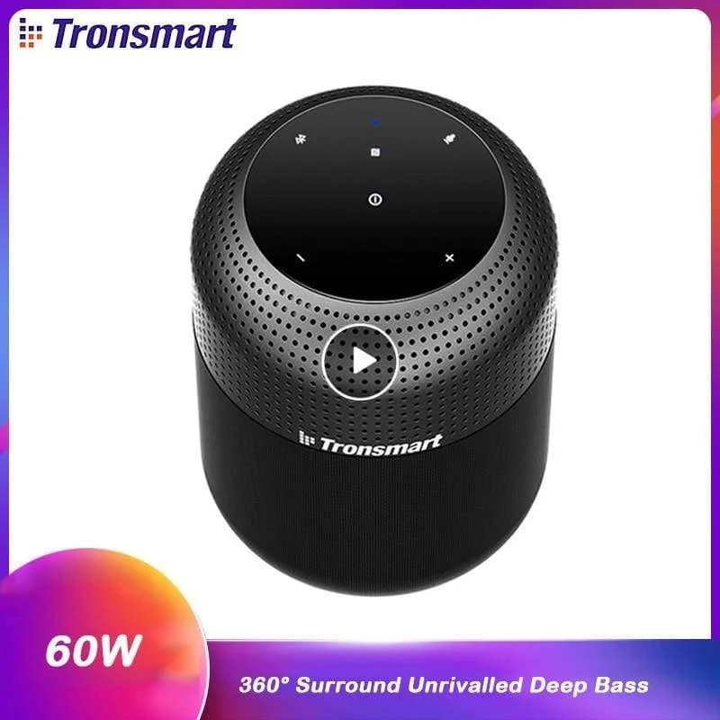 Tronsmart Element T6 Max 60 W kabelloser, wasserdichter Bluetooth-Lautsprecher mit 360-Stereo-Sound, tiefem Bass, IPX5 NFC-Heimkinosäule (T6 MAX)