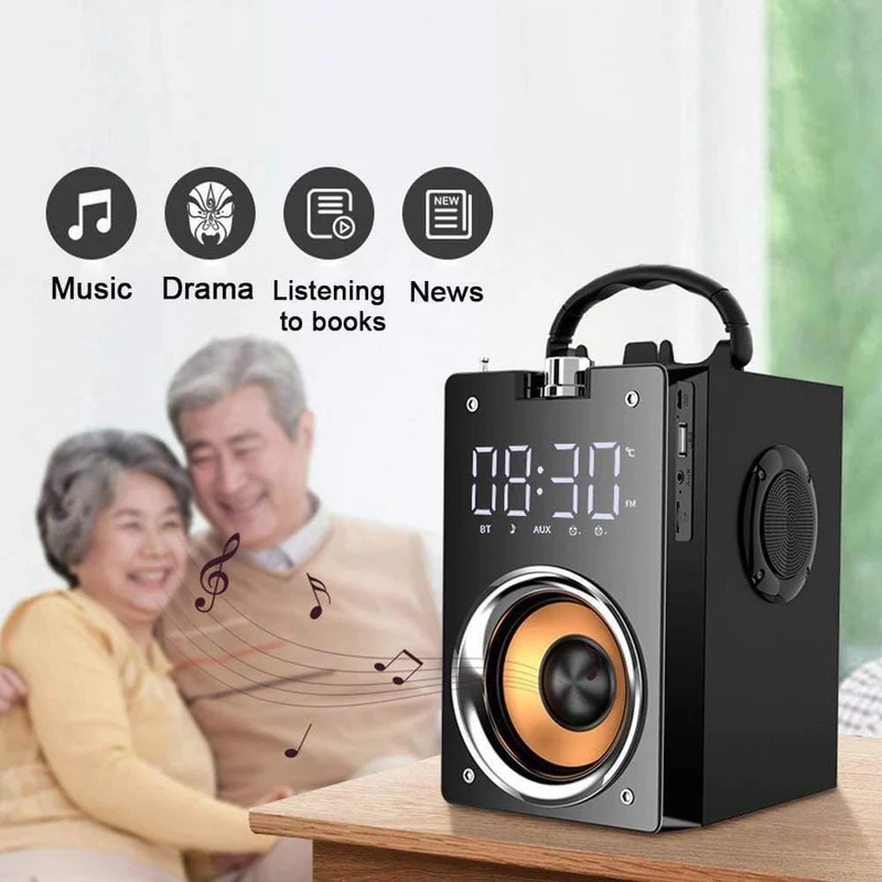 Super Bass Bluetooth-Lautsprecher Tragbare Säule Hochleistungs-3D-Stereo-Subwoofer Music Center-Unterstützung AUX TF FM-Radio HIFI BoomBox (T3 SCHWARZ)