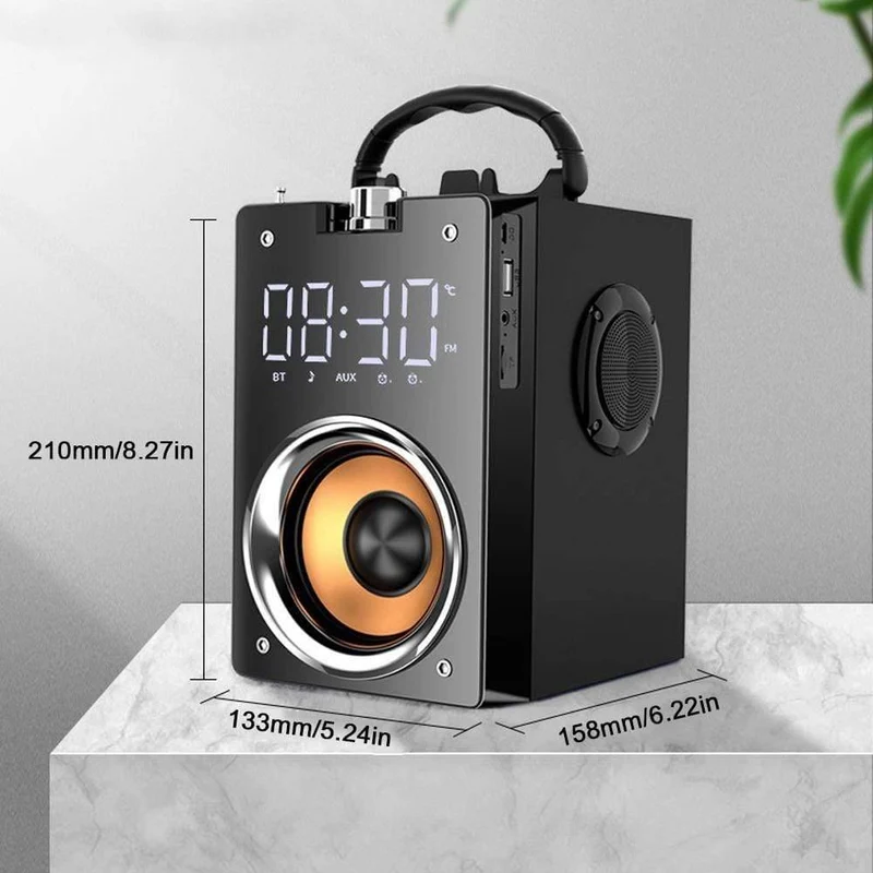 Super Bass Bluetooth-Lautsprecher Tragbare Säule Hochleistungs-3D-Stereo-Subwoofer Music Center-Unterstützung AUX TF FM-Radio HIFI BoomBox (T3 SCHWARZ)