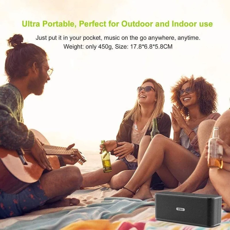 EWA W300 Bluetooth-Lautsprecher 2 * 6W-Treiber Lauter Stereoklang 4000mAh Akku Drahtloser tragbarer Lautsprecher für Partys im Freien