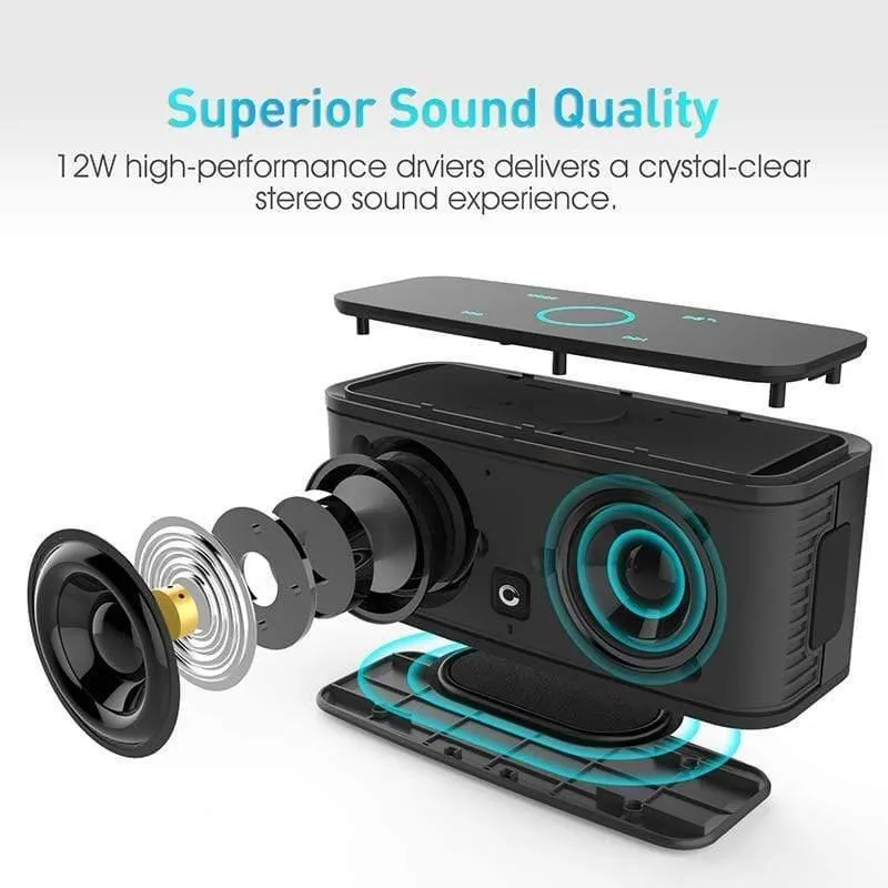 DOSS SoundBox Touch Control Bluetooth-Lautsprecher 2 * 6 W tragbare drahtlose Lautsprecher Stereo-Soundbox mit Bass und integriertem Mikrofon
