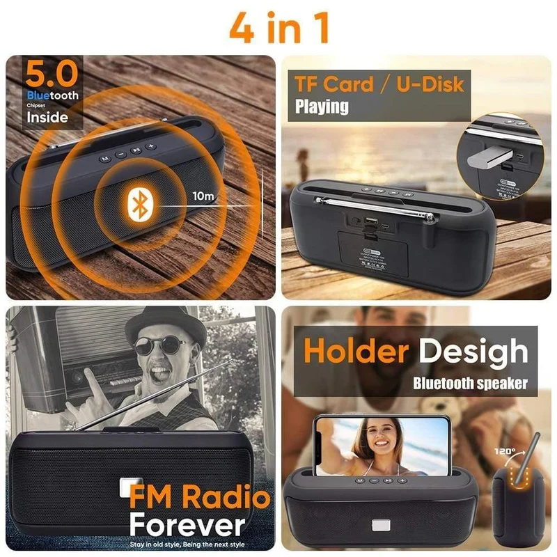 Radio Bluetooth Lautsprecher Stereo Wireless Säule 10W Mit Unterstützung für FM-Telefonhalter BT 5.0 TWS Tragbare Lautsprecher