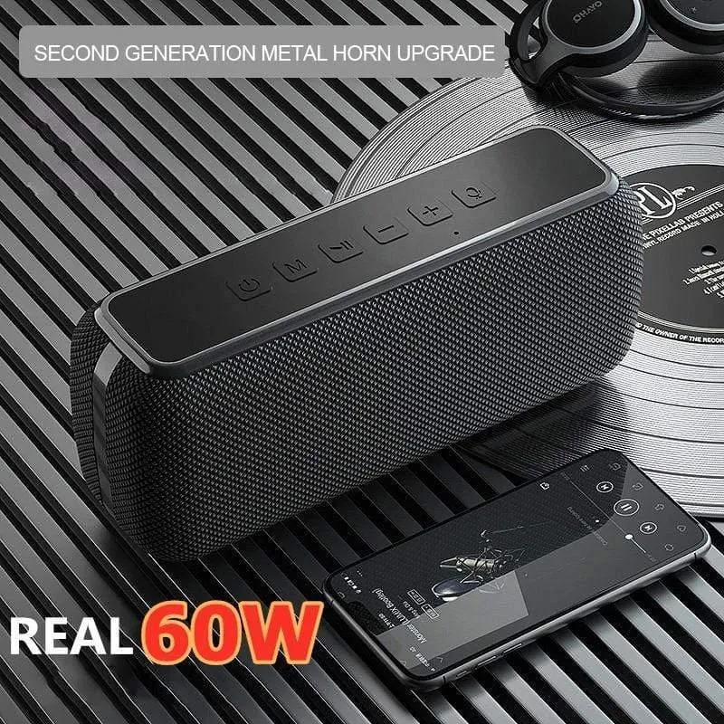 60W Wireless Wasserdichter Bluetooth-Lautsprecher DSP Bass Column Tragbarer Außenlautsprecher TWS Subwoofer Soundbar-Unterstützung TF-Karte AUX