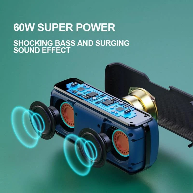 60W Wireless Wasserdichter Bluetooth-Lautsprecher DSP Bass Column Tragbarer Außenlautsprecher TWS Subwoofer Soundbar-Unterstützung TF-Karte AUX