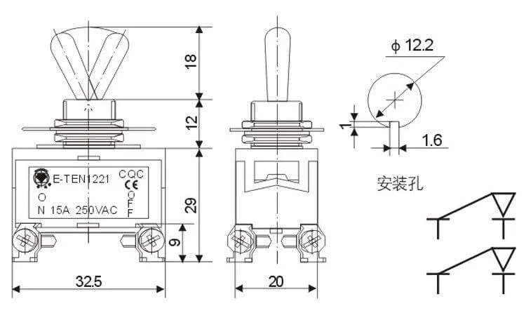 1 STÜCK E-TEN1221 15A 250 VAC 4PIN EIN-AUS Kippschalter Wippschalter Der Netzschalter Mikroschalter Orange