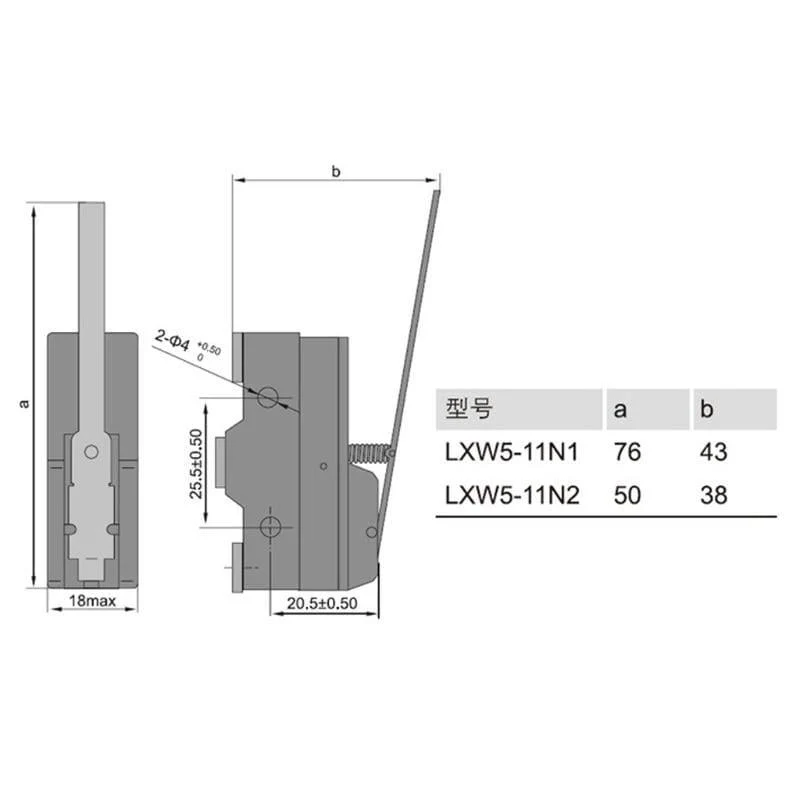 LXW5-11N1 Mikro-Endschalter, langer Hebelarm, SPDT, Schnappschalter, wasserdicht, verhindert Öl, umweltfreundlich
