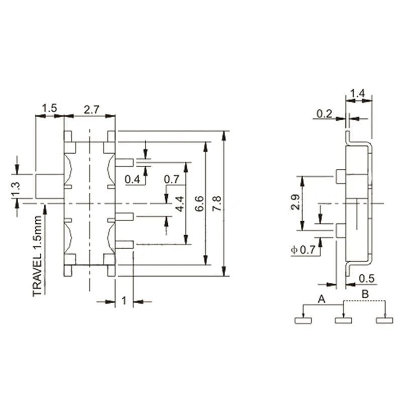 20PCS 7-poliger Mini-Schiebeschalter EIN-AUS 2Position Micro Slide-Kippschalter 1P2T H = 1.5 MM Miniatur-Horizontal-Schiebeschalter SMD