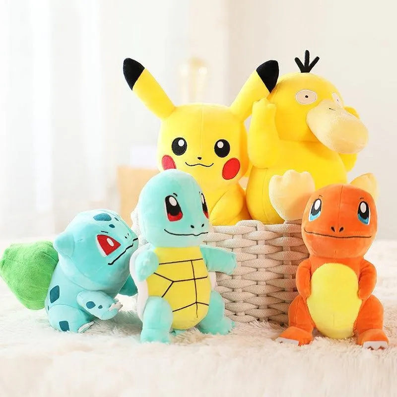 Pikachu Charmander Squirtle Bulbasaur Eevee Plüschpuppe Snorlax Jigglypuff Gengar Lapras Gefüllte Spielzeuggeschenke für Kinder Kinder