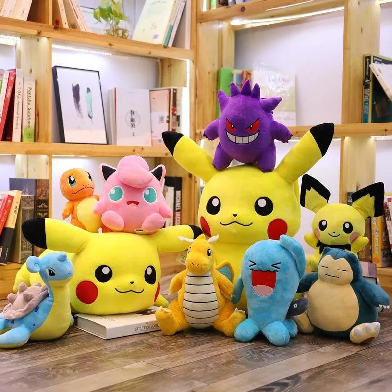 Pikachu Charmander Squirtle Bulbasaur Eevee Plüschpuppe Snorlax Jigglypuff Gengar Lapras Gefüllte Spielzeuggeschenke für Kinder Kinder