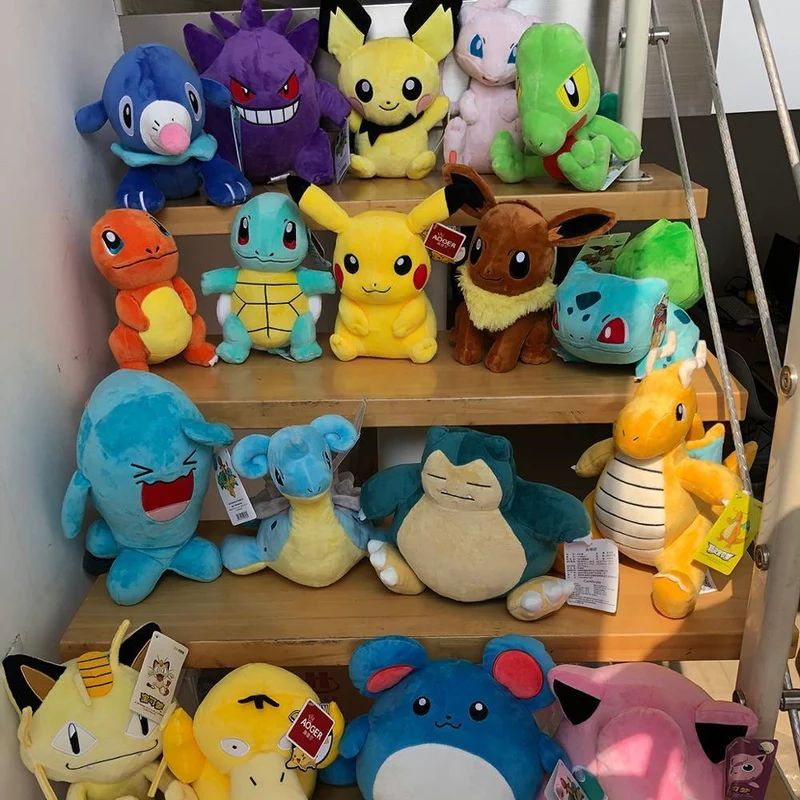 Pikachu Charmander Squirtle Bulbasaur Eevee Plüschpuppe Snorlax Jigglypuff Gengar Lapras Gefüllte Spielzeuggeschenke für Kinder Kinder