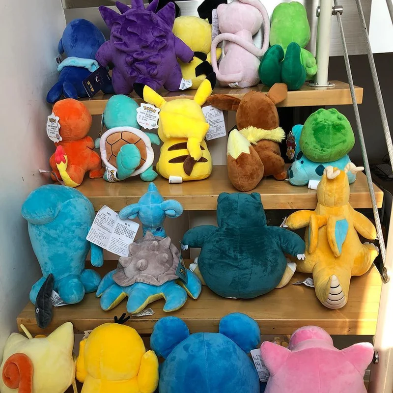 Pikachu Charmander Squirtle Bulbasaur Eevee Plüschpuppe Snorlax Jigglypuff Gengar Lapras Gefüllte Spielzeuggeschenke für Kinder Kinder