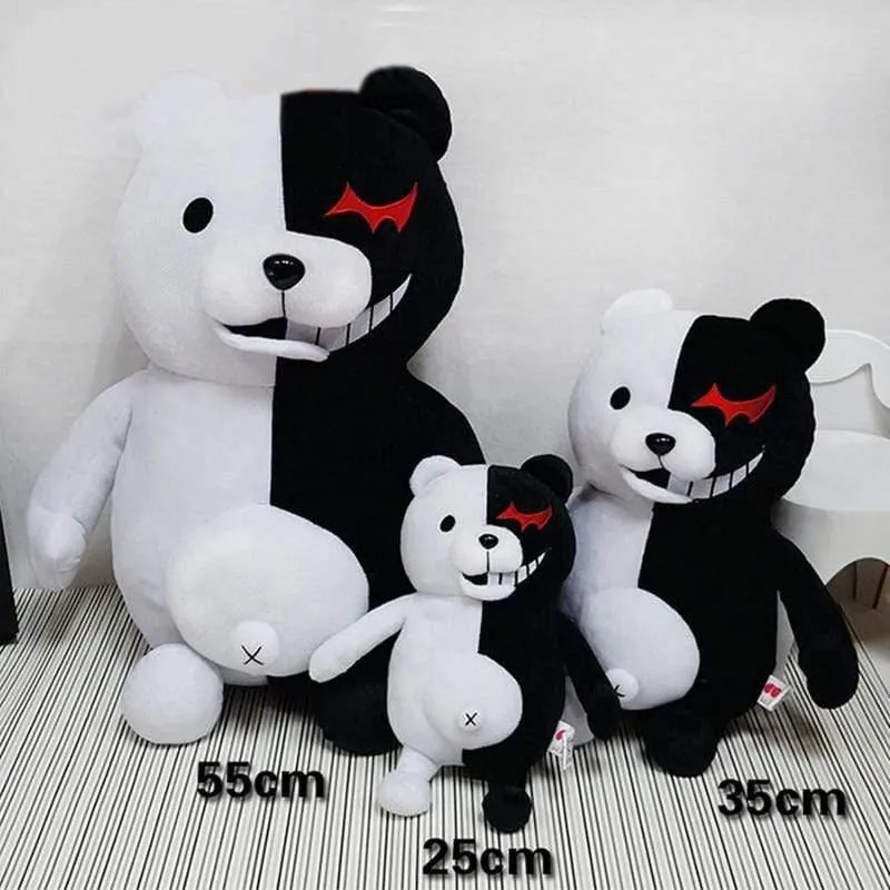 Dangan Ronpa Super Danganronpa 2 Monokuma Schwarz-Weiß-Bär Plüschtier Weiche Kuscheltierpuppen Geburtstagsgeschenk für Kinder