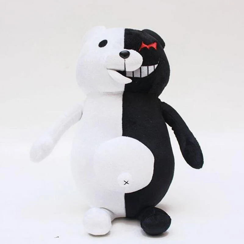 Dangan Ronpa Super Danganronpa 2 Monokuma Schwarz-Weiß-Bär Plüschtier Weiche Kuscheltierpuppen Geburtstagsgeschenk für Kinder