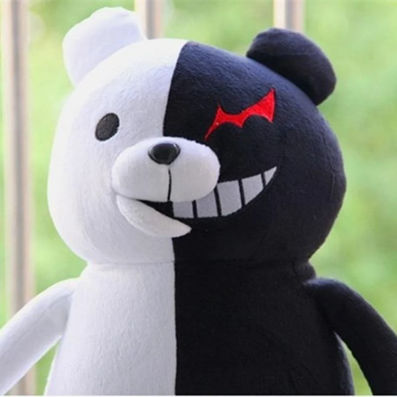 Dangan Ronpa Super Danganronpa 2 Monokuma Schwarz-Weiß-Bär Plüschtier Weiche Kuscheltierpuppen Geburtstagsgeschenk für Kinder