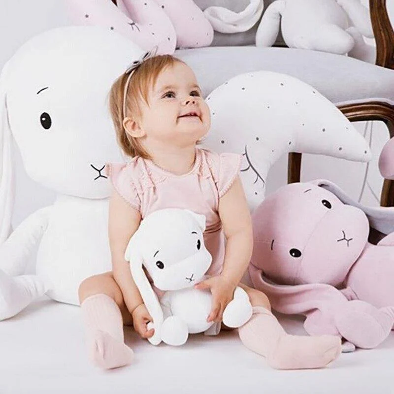 Dropshipping Cute Bunny Plüsch Spielzeug Glück Junge Baby Kinder Spielzeug Tier Spielzeug Gefüllte Weiche Kaninchen Puppe Geburtstag Geschenke Für Kind 50CM 30CM