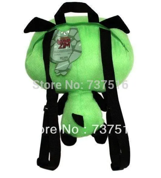 Alien Invader Zim 3D Augen Roboter Gir Niedlicher Plüsch-Rucksack, grüne Tasche, Weihnachtsgeschenk, 14 cm
