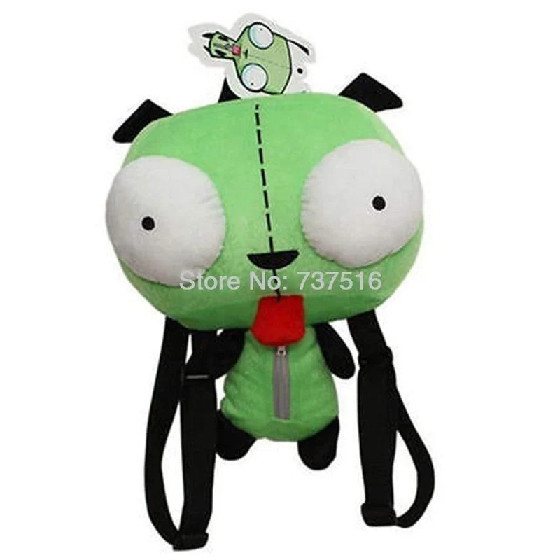 Alien Invader Zim 3D Augen Roboter Gir Niedlicher Plüsch-Rucksack, grüne Tasche, Weihnachtsgeschenk, 14 cm