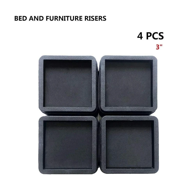 Robustes ABS-Kunststoff- und rutschfester Schaumstoff-Fußzubehör - Bett- und Möbel-Riser #CO (Schwarz)