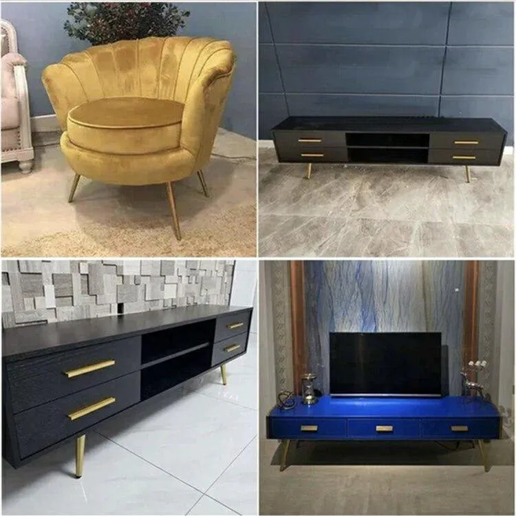 4Pcs / Set Metallmöbel Beine Gold Vertikal / Schrägrohr Sofa Füße Für TV Schrank Schrank Füße Unterstützung Möbel Zubehör