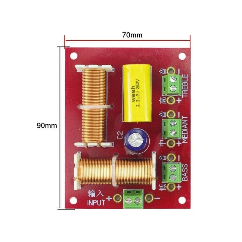 200W Lautsprecher 3-WEGE Crossover Audio Höhen + MID + Bass Unabhängige Crossover Lautsprecher Filter Frequenzteiler 2PCS