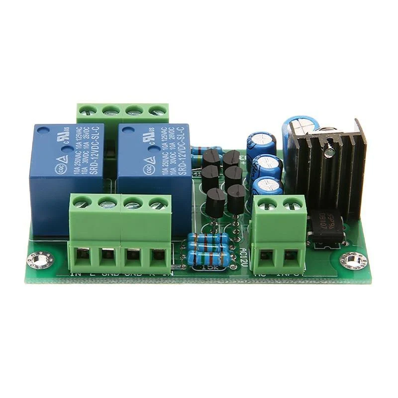 1-teilige Audio-Lautsprecher-Schutzplatinen Zusammengebaute Stereo-Lautsprecher-Platine Zweikanal-Relais-PCB-Schaltungsmodul 12-15 V (wie in der Abbildung gezeigt)