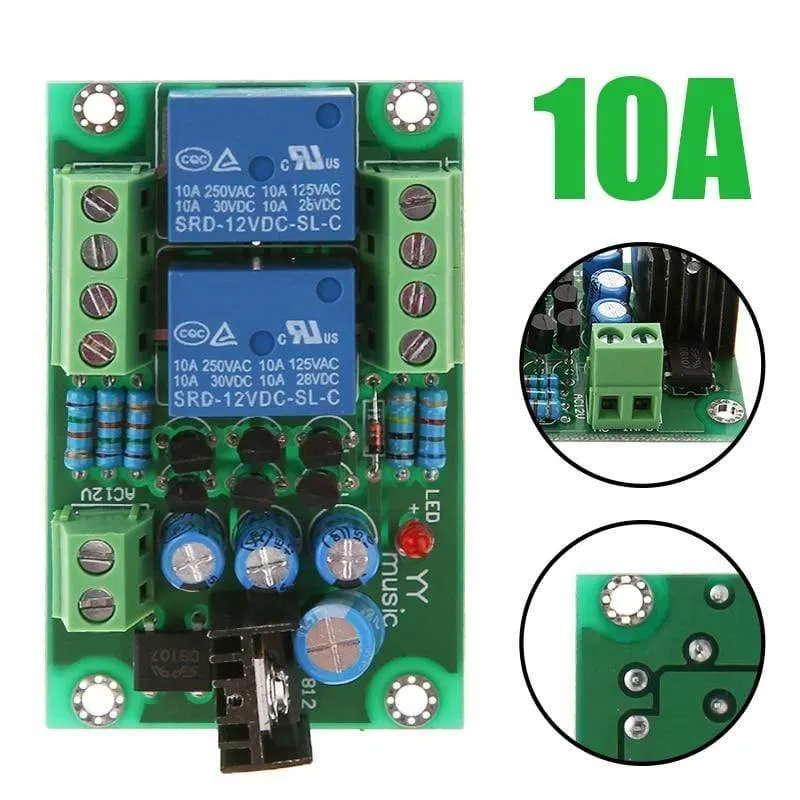 1-teilige Audio-Lautsprecher-Schutzplatinen Zusammengebaute Stereo-Lautsprecher-Platine Zweikanal-Relais-PCB-Schaltungsmodul 12-15 V (wie in der Abbildung gezeigt)
