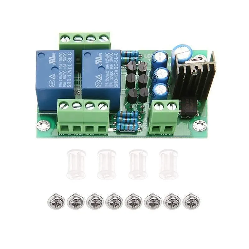 1-teilige Audio-Lautsprecher-Schutzplatinen Zusammengebaute Stereo-Lautsprecher-Platine Zweikanal-Relais-PCB-Schaltungsmodul 12-15 V (wie in der Abbildung gezeigt)