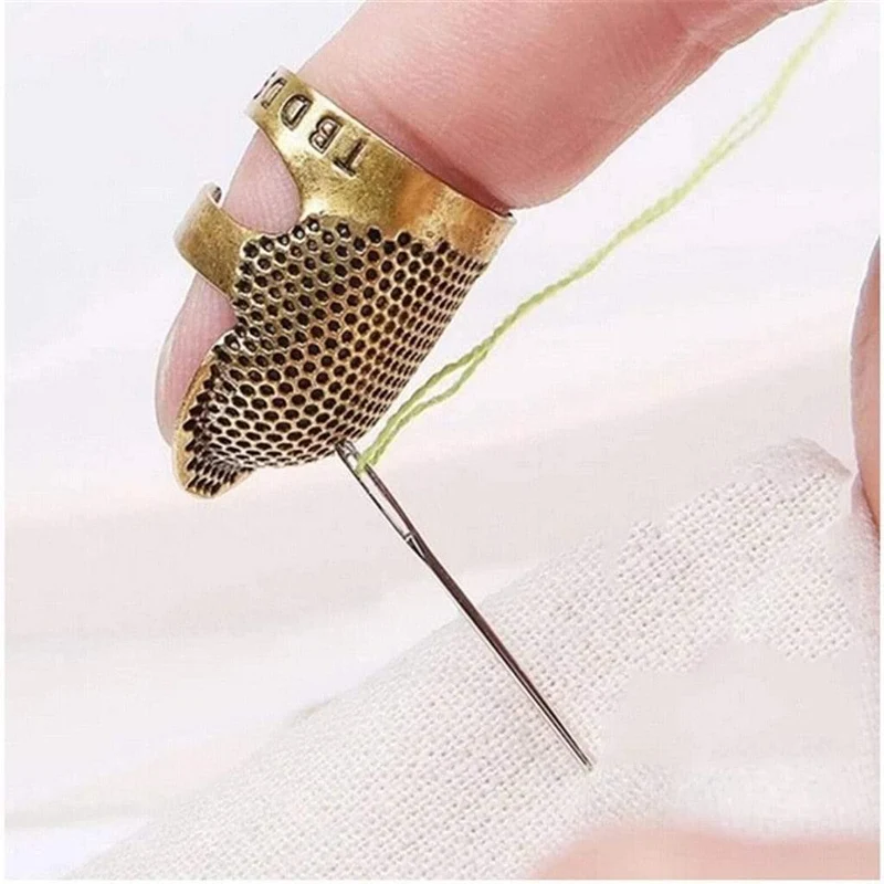 Kupfer Fingerschutz Nadel Fingerhut Vintage Gold verstellbare Fingerspitze Fingerhut Home Needle Arts Crafts Nähwerkzeuge Zubehör