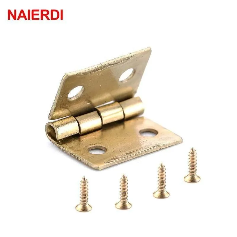 10PCS Antike Scharnier Mini Bronze Gold Dekoration Tür Scharniere Für Holz Schrank Vintage Schmuck Box Möbel Hardware