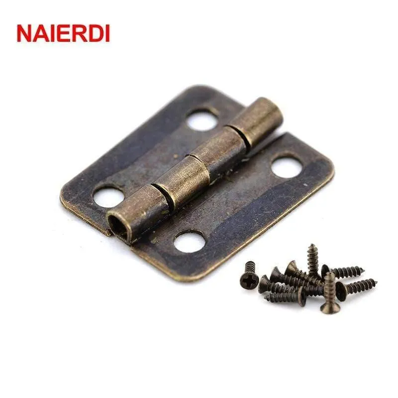 10PCS Antike Scharnier Mini Bronze Gold Dekoration Tür Scharniere Für Holz Schrank Vintage Schmuck Box Möbel Hardware