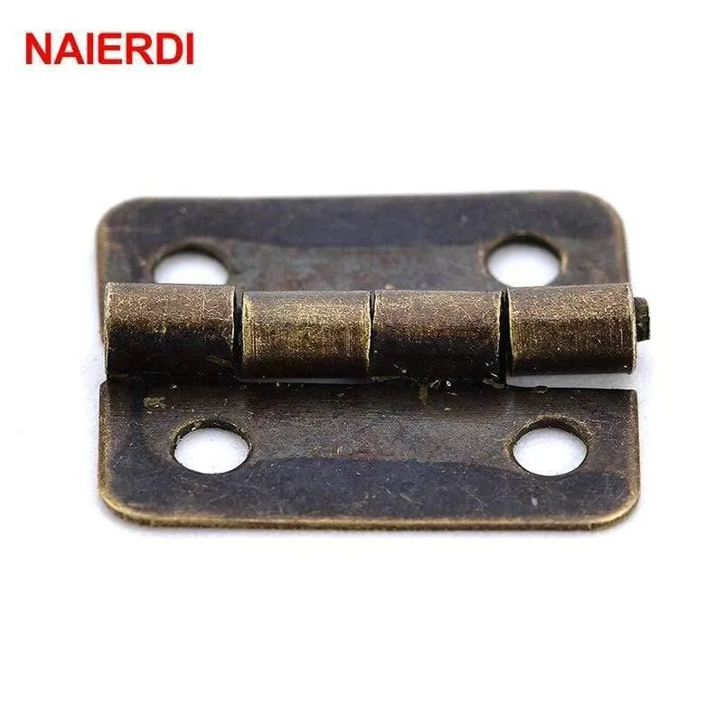 10PCS Antike Scharnier Mini Bronze Gold Dekoration Tür Scharniere Für Holz Schrank Vintage Schmuck Box Möbel Hardware