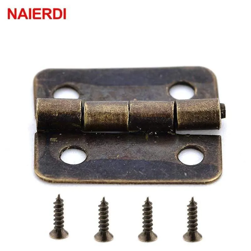 50PCS Antike Scharnier Mini Bronze Gold Dekoration Tür Scharniere Für Holz Schrank Vintage Schmuck Box Möbel Hardware