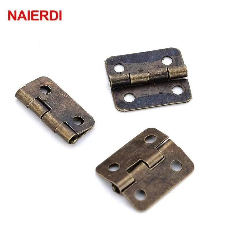 50PCS Antike Scharnier Mini Bronze Gold Dekoration Tür Scharniere Für Holz Schrank Vintage Schmuck Box Möbel Hardware