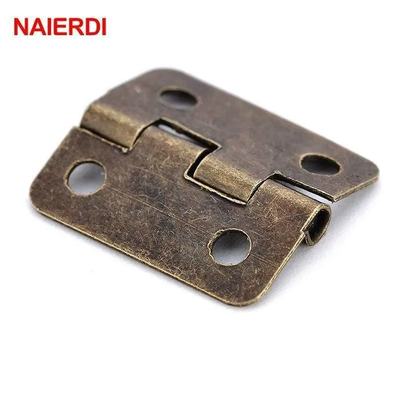 10PCS Mini Bronze Gold Scharnier Quadrat Antike Türscharniere für Holzschrank Schublade Schmuckschatulle Möbel Hardware