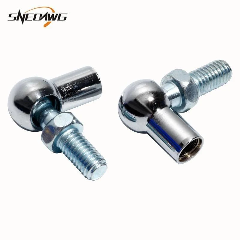 2 Stück M6/M8 Gasfeder-Anschlüsse, 8 mm/10 mm Außengewinde, silberfarbenes Metall, verschraubt, Stangenende, Lager, Kugelgelenk