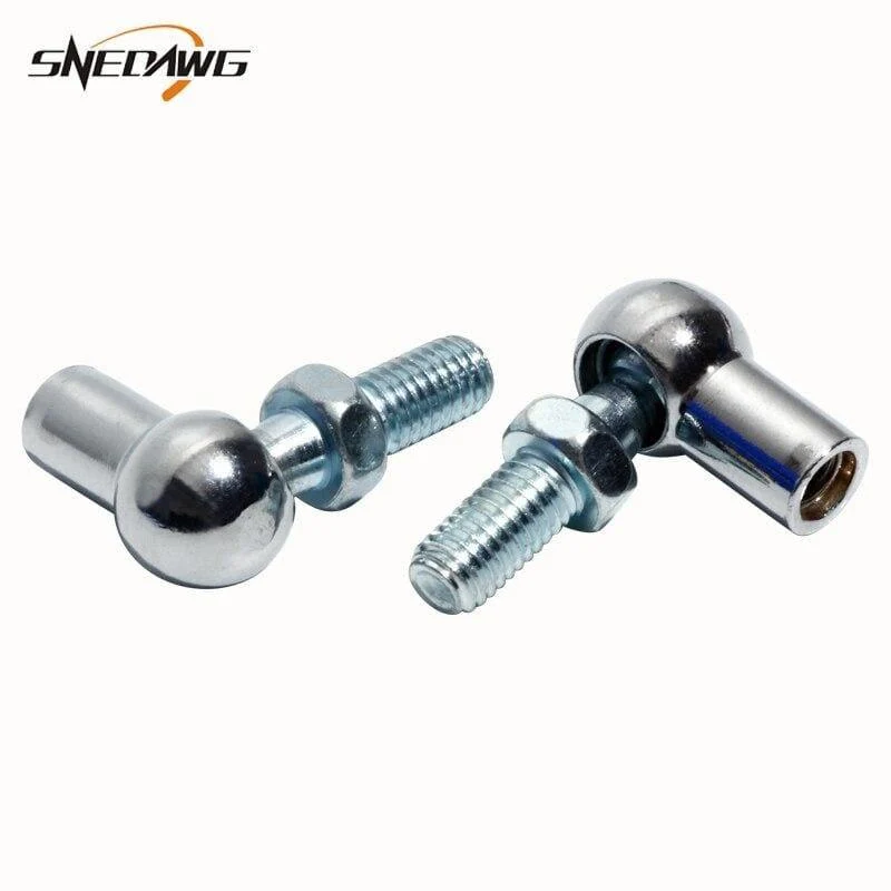 2 Stück M6/M8 Gasfeder-Anschlüsse, 8 mm/10 mm Außengewinde, silberfarbenes Metall, verschraubt, Stangenende, Lager, Kugelgelenk