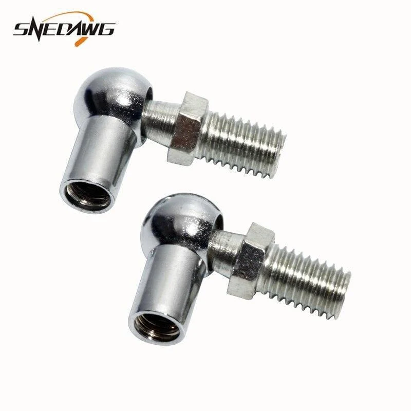 2 Stück M6/M8 Gasfeder-Anschlüsse, 8 mm/10 mm Außengewinde, silberfarbenes Metall, verschraubt, Stangenende, Lager, Kugelgelenk